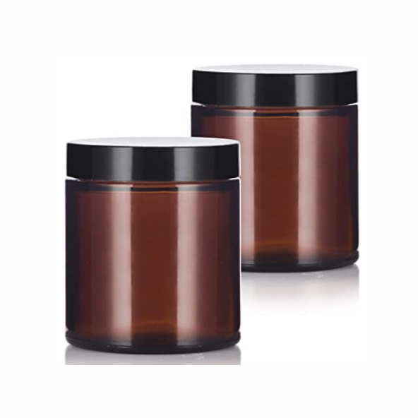 Personalized Candle in Amber Jar with Black Glass Lid 07 OZ|200 ml (Wholesale +24 pcs)