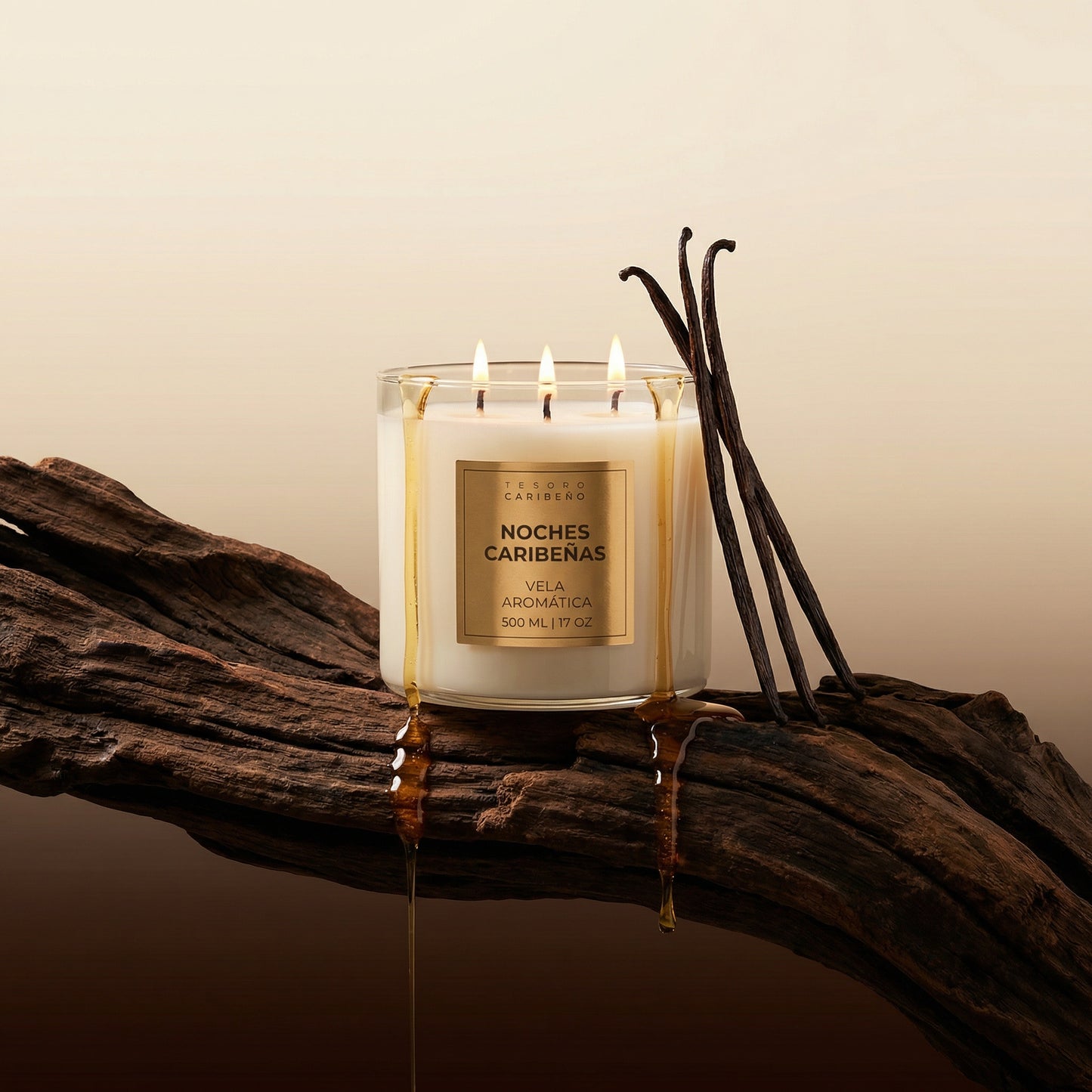Vela aromática con 3 mechas [Noches Caribeñas] 15 OZ