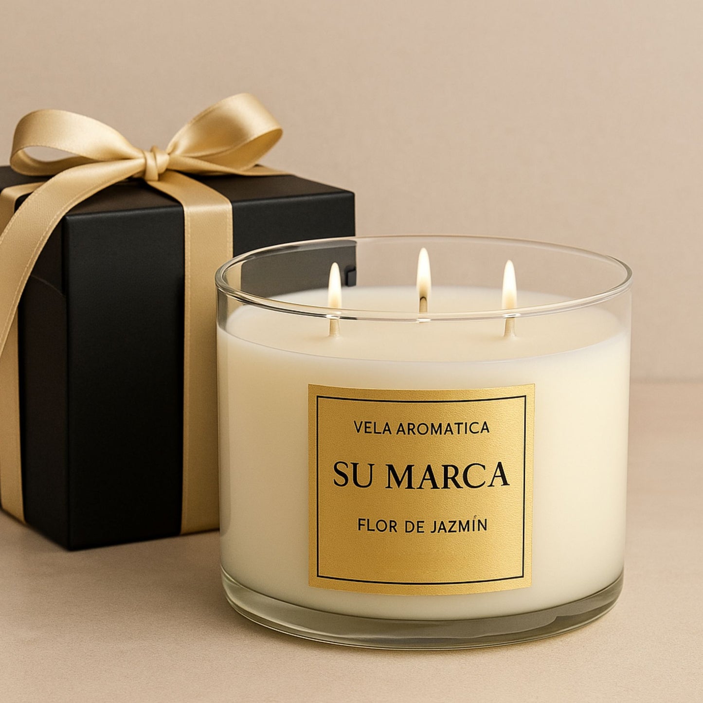 Vela Grande Personalizada en Vaso 19 OZ|540 ml con caja negra (Mayoreo +24 pzas)