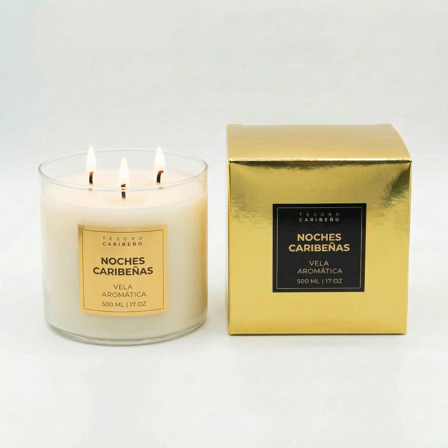 Vela aromática con 3 mechas [Noches Caribeñas] 15 OZ