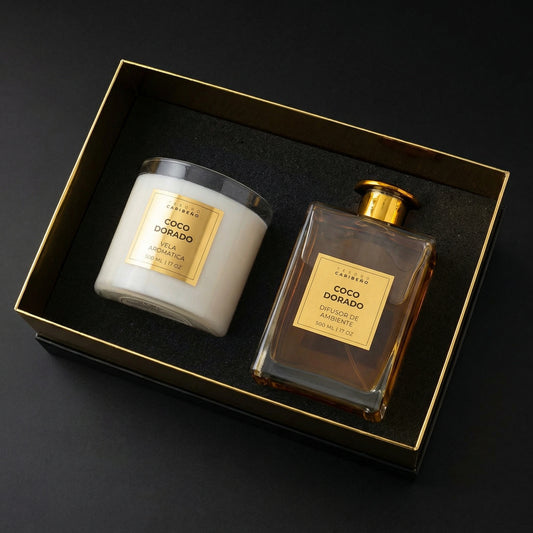 KIT Exclusivo Vela y Difusor [COCO DORADO] 500 MLx2