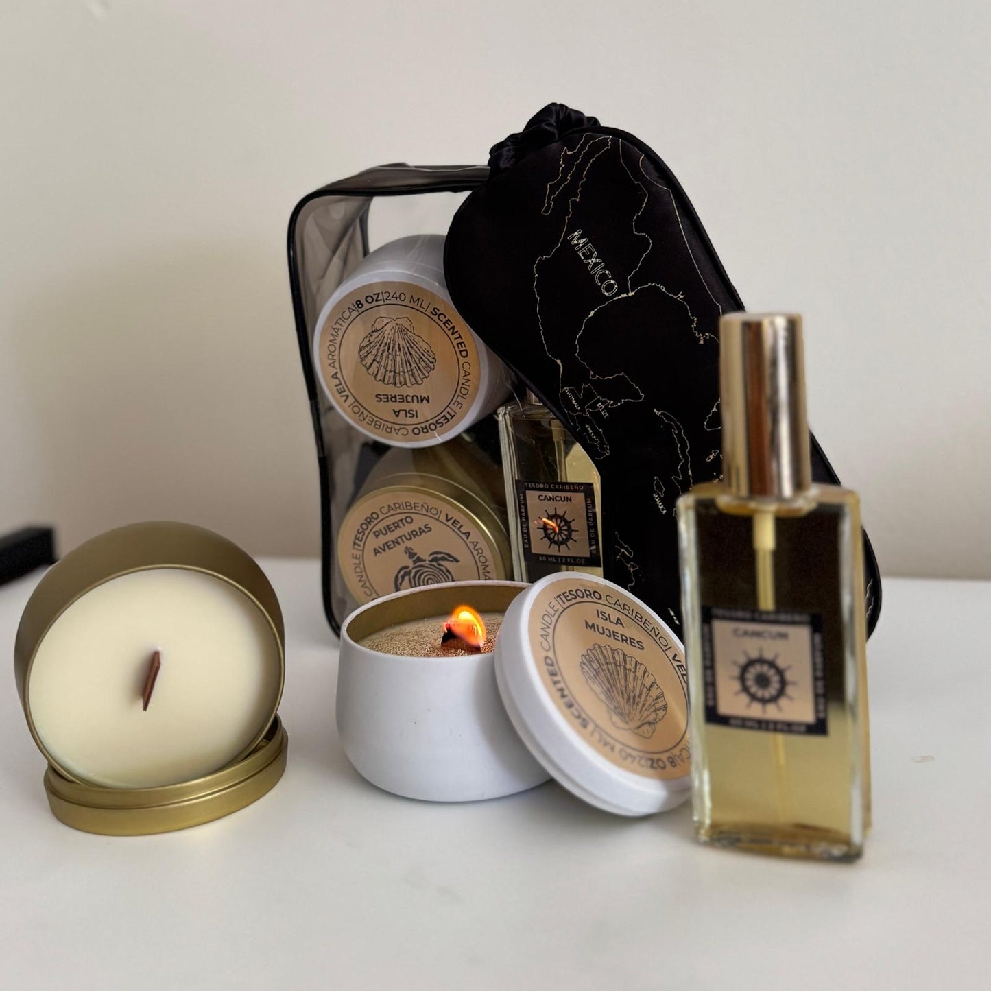 Set 2 Velas +perfume+ Antifaz de Seda Natural + Bolsita