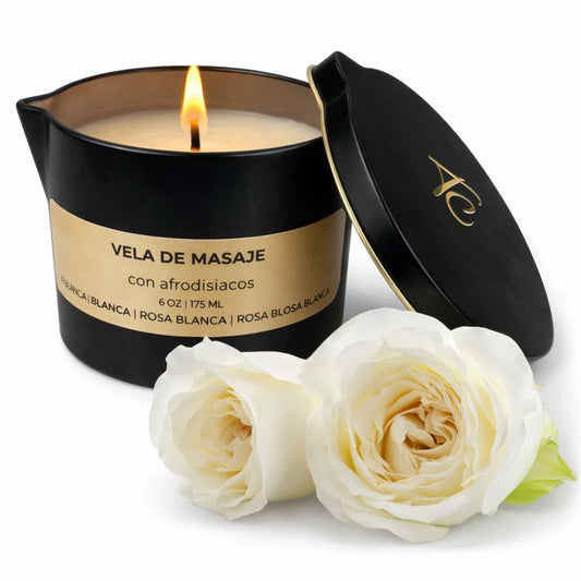 Vela de Masaje con afrodisiacos [Rosa Blanca] 6 OZ